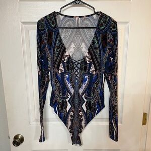 Free People Multicolor Paisley Bodysuit